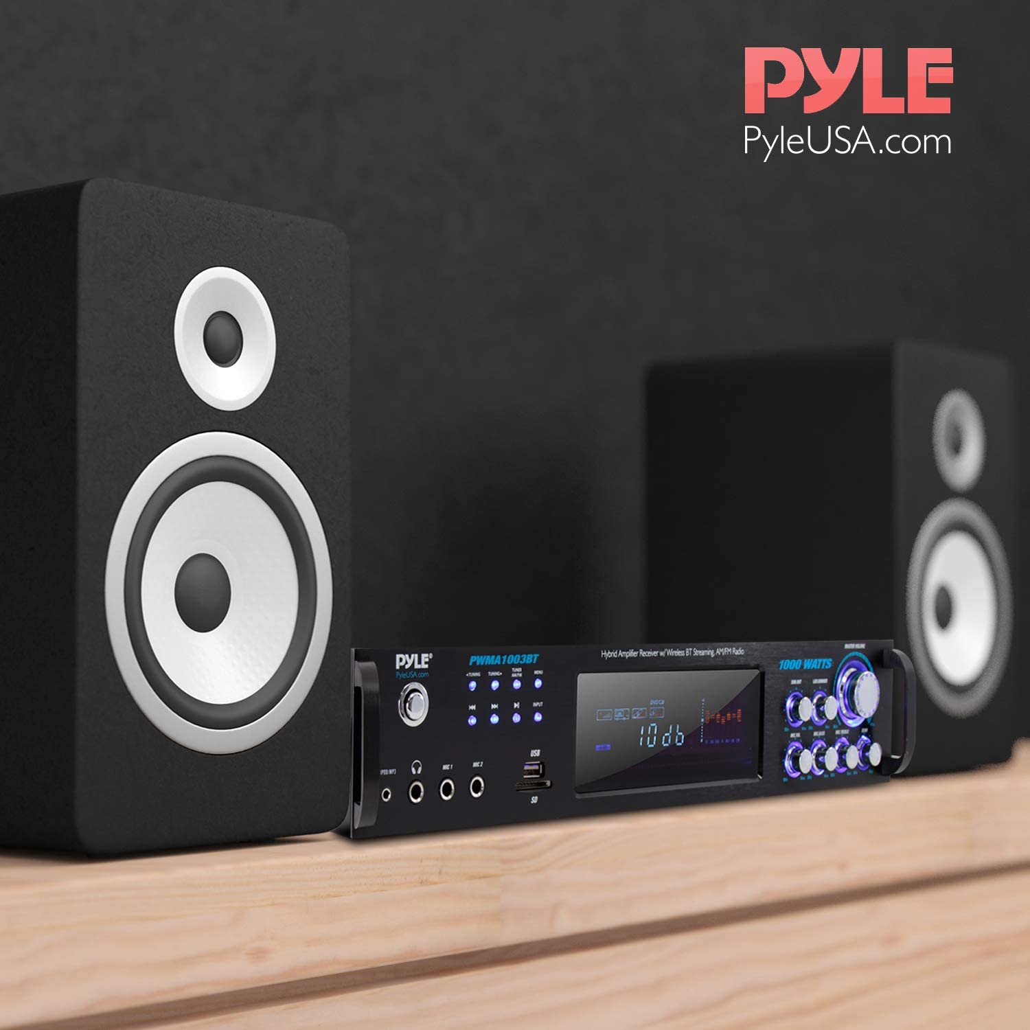 Pyle 4 Channel Bluetooth Power Amplifier – 1000W Home Audio Rack